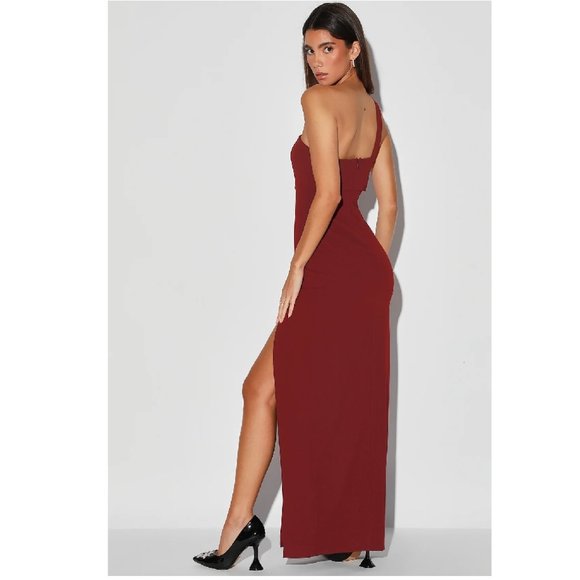 LULUS Simply Beautiful One Shoulder Column Gown - Picture 4 of 10